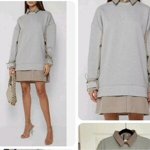 Gray and Brown Layered Sweatshirt